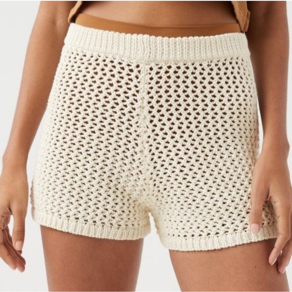 Aerie High Waist Cream Knit Shorts